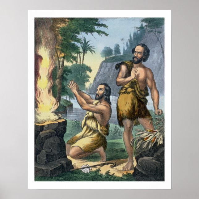 Das Opfer von Kain und Abel, aus einem biblischen  Poster (Vorne)