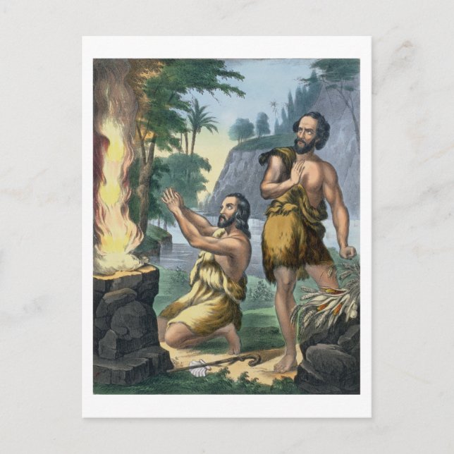 Das Opfer von Kain und Abel, aus einem biblischen  Postkarte (Vorderseite)