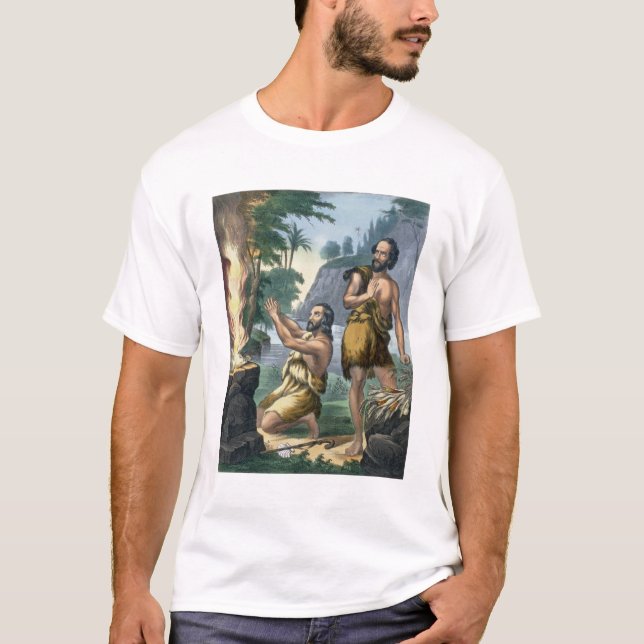 Das Opfer von Kain und von Abel, von einem T-Shirt (Vorderseite)