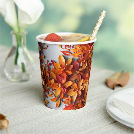 Das orange Blumenmuster-Design Pappbecher