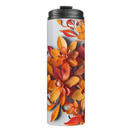 Das orange Blumenmuster-Design Thermosbecher