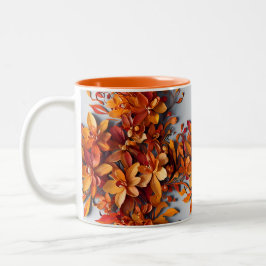 Das orange Blumenmuster-Design Zweifarbige Tasse