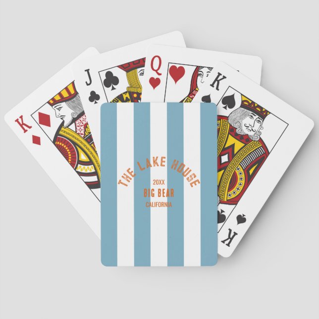 Das Orangefarbene Wappen Blue Nautical Strip Spielkarten (Rückseite)