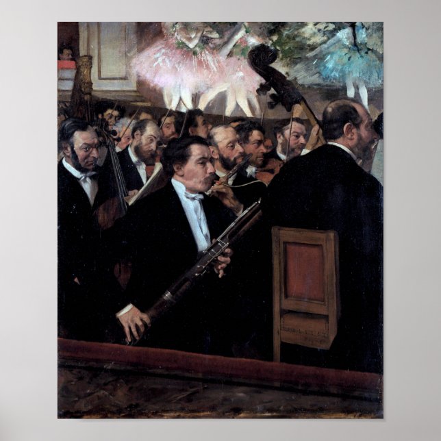 Das Orchester an der Oper, Edgar Degas Poster (Vorne)