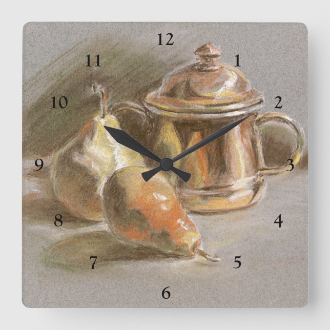 Das Original der Kupfer Sugar Bowl Quadratische Wanduhr (Vorderseite)