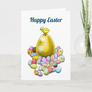 Das Osterküken und das goldene Ostereier Feiertagskarte