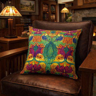 Das Owl Retro Art Nouveau Muster von Voysey Kissen