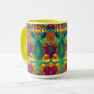 Das Owl Retro Art Nouveau Muster von Voysey Tasse
