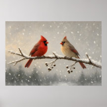 Das Paar Winterkardinalposter