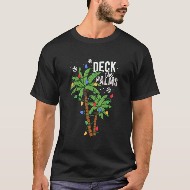 Das Palm Tropical Hawaii Palm Tree Lights T-Shirt (Vorderseite)