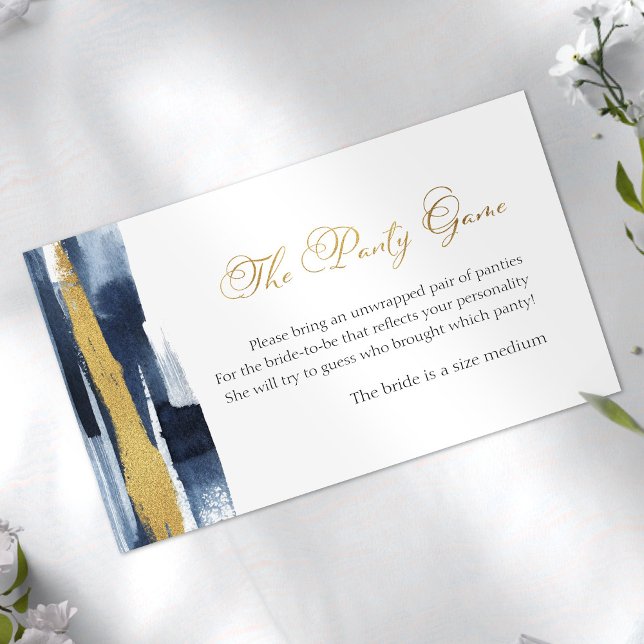 Das Panty-Spiel | Abstraktes Gold Blue Brautparty Begleitkarte (Von Creator hochgeladen)