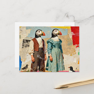 Das Papageientaucher-Paar Collage Postkarte