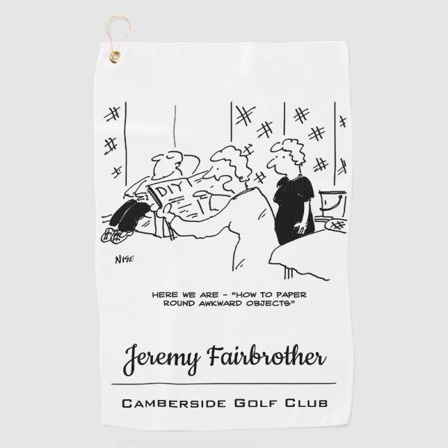Das Papieren von rückwärts gerichteten Objekten. F Golfhandtuch (Vorderseite)