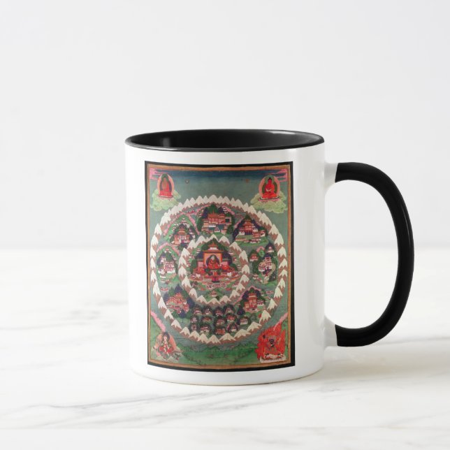 Das Paradies von Shambhala, tibetanische Fahne Tasse (Rechts)