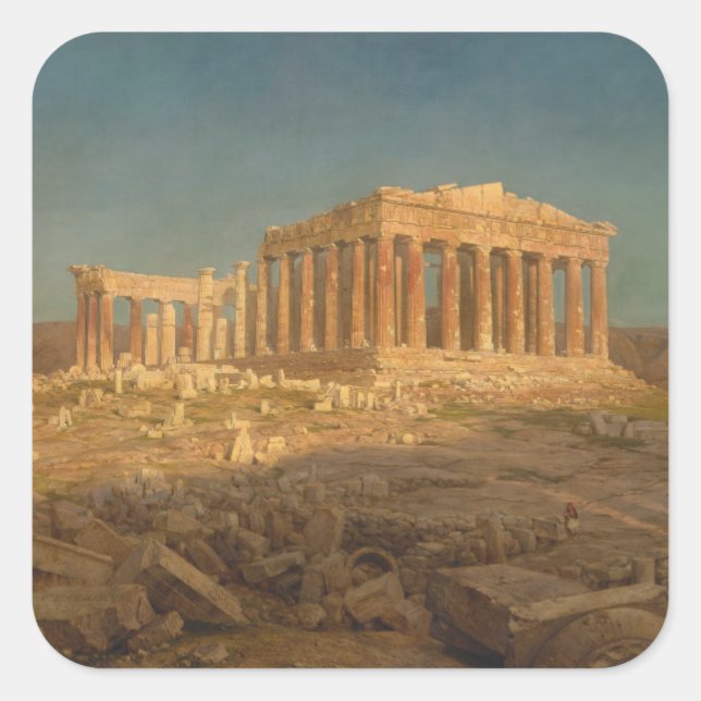 Das Parthenon Quadratischer Aufkleber (Vorderseite)