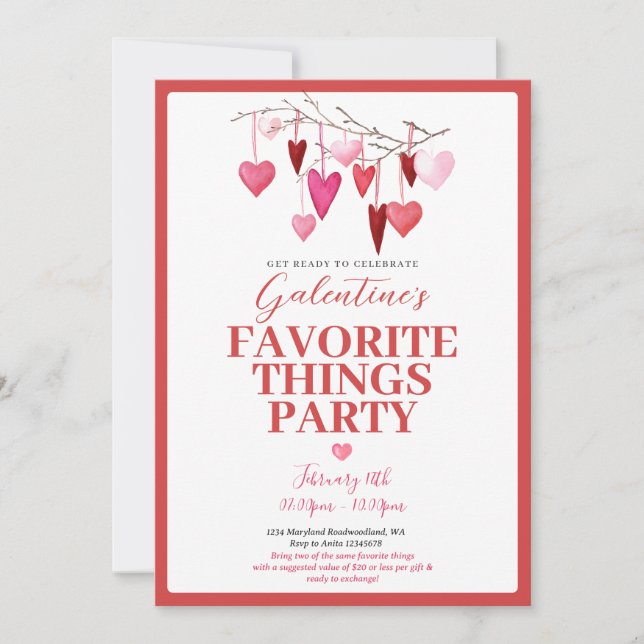 Das Party der Galentine ist pink-liebend und das V Einladung (Vorderseite)
