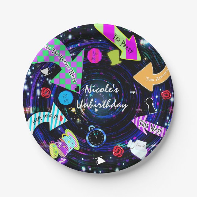 Das Party der Kaninchenloch-Alice im Wunderland Pappteller (Vorderseite)