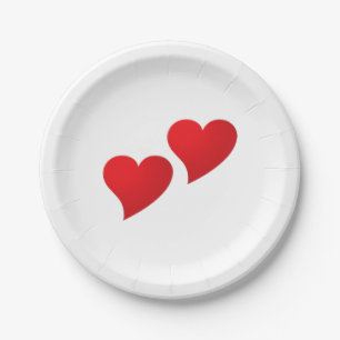Das Party des "Big Red Hearts" ist ein weißes Vale Pappteller