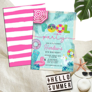 Das Party des kid's Tropical Summer Pool zum Gebur Einladung