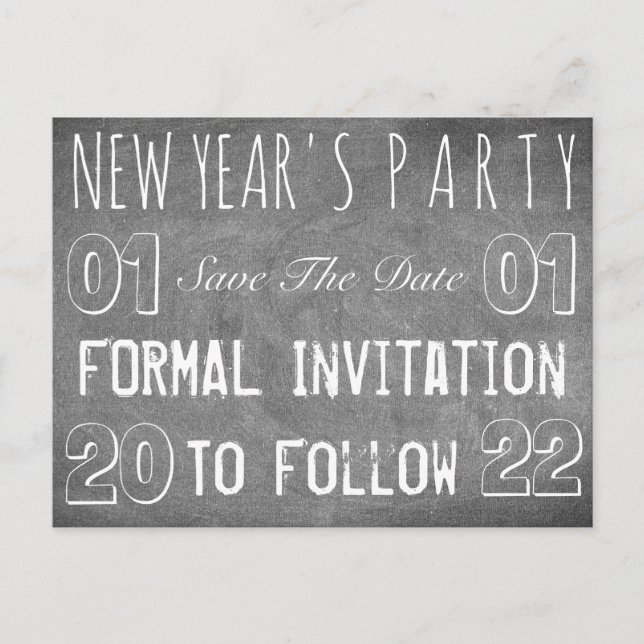 Das Party des Neujahrs Save the Date Halbpension Ankündigungspostkarte (Vorderseite)