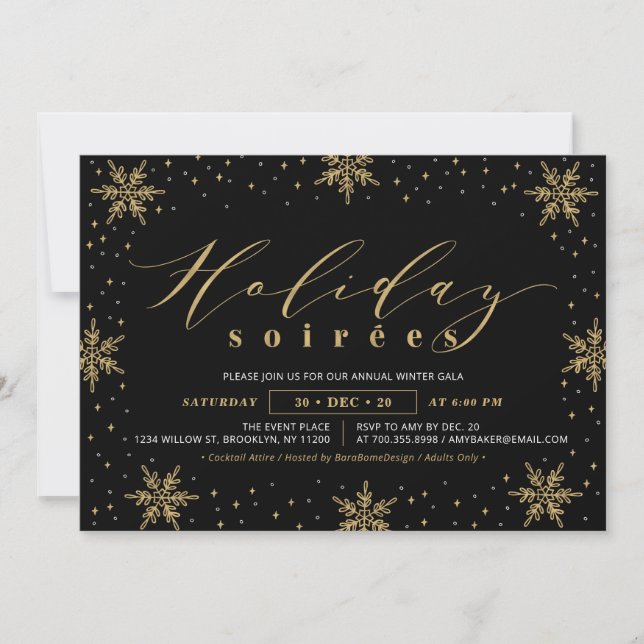 Das Party "Gold & Black Corporate Holiday Soiree" Einladung (Vorderseite)