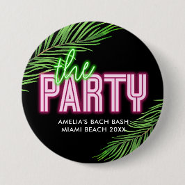 Das Party Grün und Rosa tropischer Bach Button