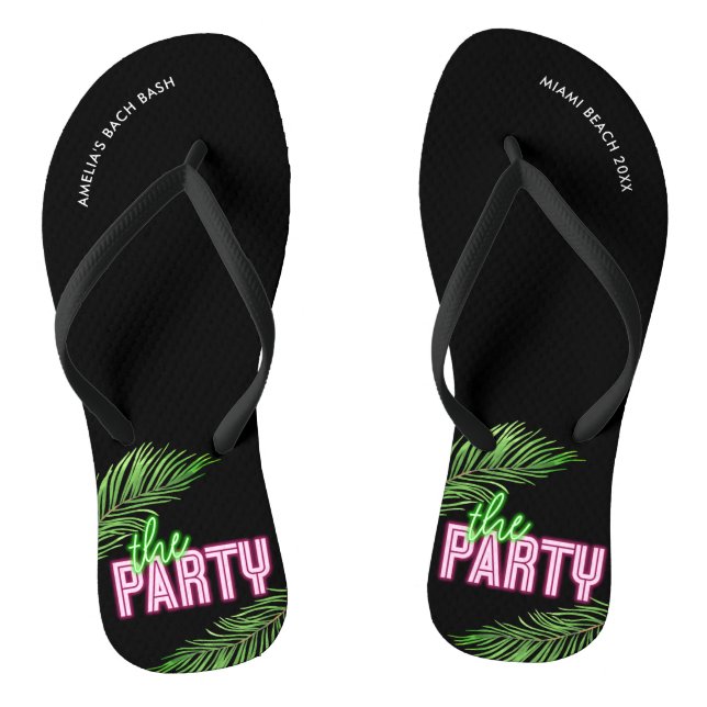 Das Party Grün und Rosa tropischer Bach Flip Flops (Fußbett)