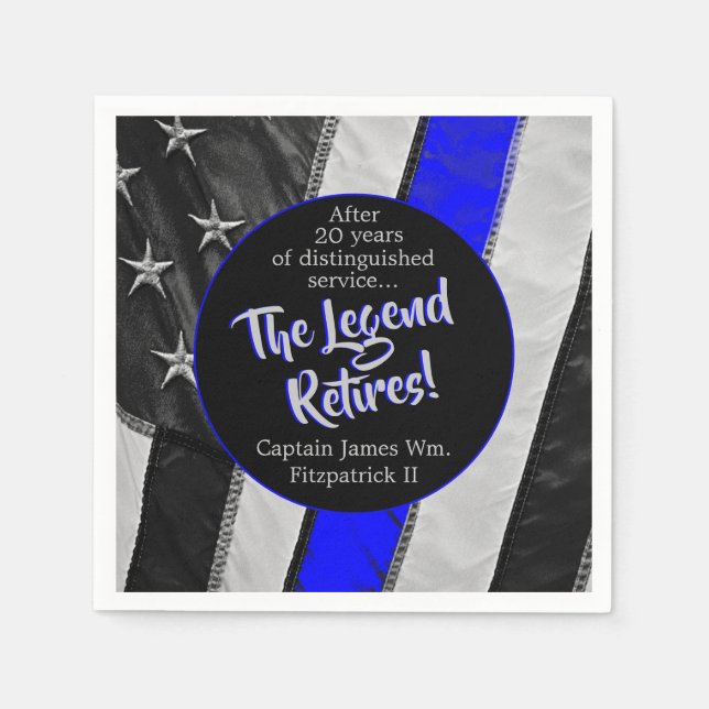 Das Party "Legend Retires Police Retirement" Serviette (Vorderseite)