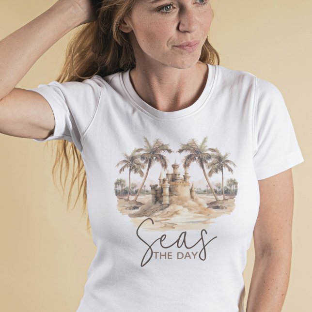 Das Party "Seas the Day Pastel Sand Beach" T-Shirt (Von Creator hochgeladen)