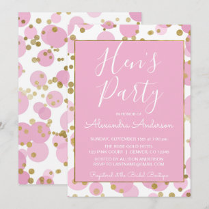 Das Party von Confetti Hen ist rosa und goldfarben Einladung