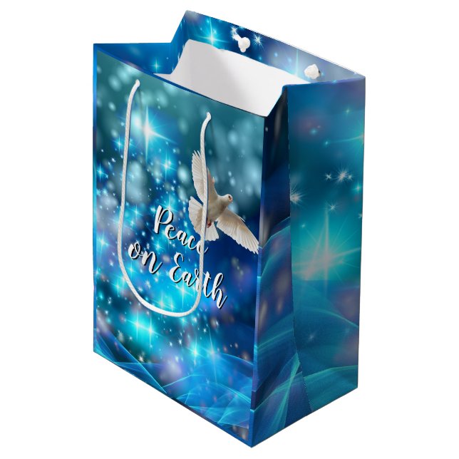 Das passende Blue Dove Peace Weihnachten Mittlere Geschenktüte (Vorderseite Schrägansicht)