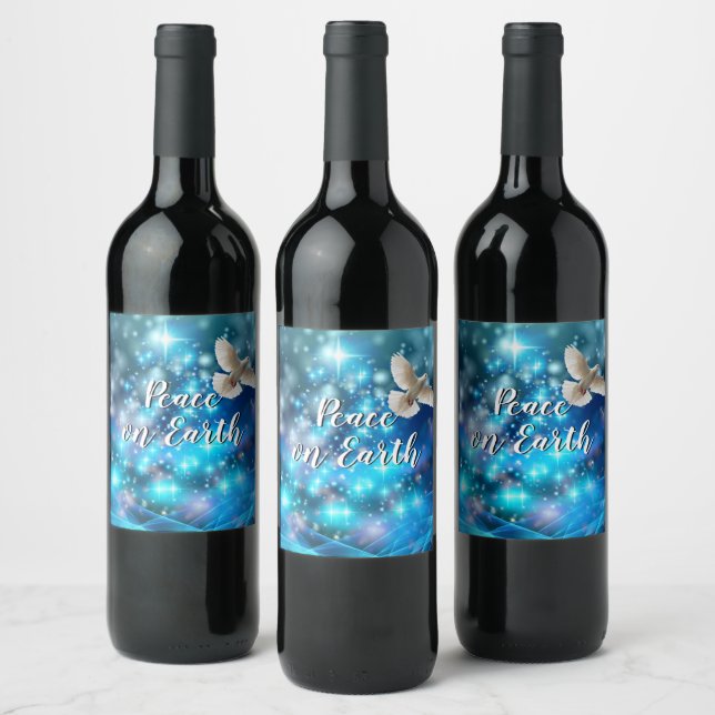 Das passende Blue Dove Peace Weihnachten Weinetikett (Flaschen)