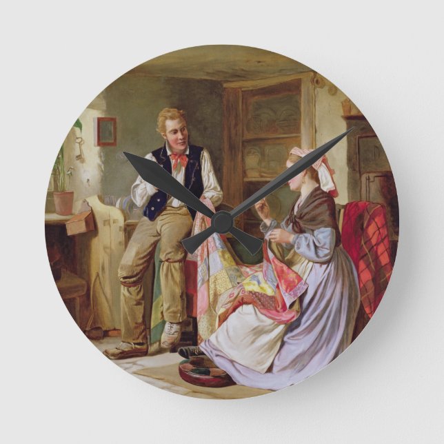 Das Patchwork-Quilt Runde Wanduhr (Vorderseite)