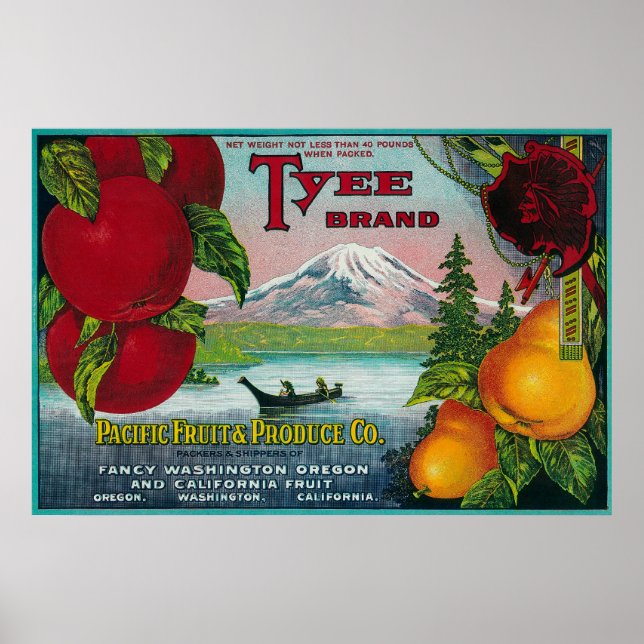 Das Pear Crate LabelWA, OR und CA Poster (Vorne)