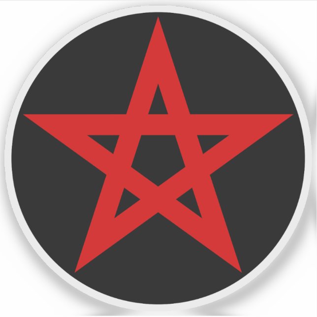 Das Pentagram (rot auf schwarz) Aufkleber (Vorderseite)