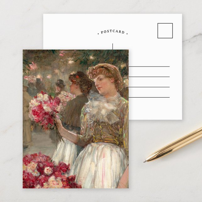 Das Peony Girl | Childe Hassam Postkarte (Von Creator hochgeladen)