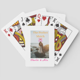Das perfekte Match Hochzeitspaar Foto retro pink Spielkarten