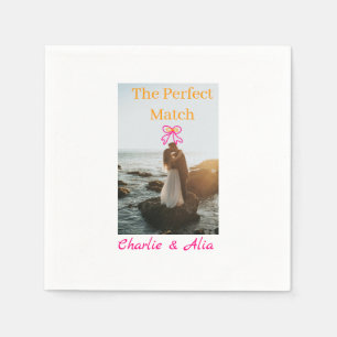 Das perfekte Match Hochzeitspaar Foto retro rosa Serviette