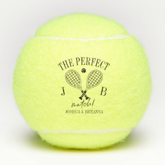 Das perfekte Match Hochzeitspaar-Logo mit individu Tennisbälle
