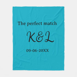 Das perfekte Match-Paar Name Buchstabe Datum blau Fleecedecke