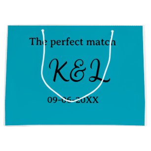 Das perfekte Match-Paar Name Buchstabe Datum Blau  Große Geschenktüte