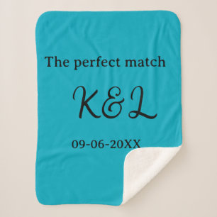 Das perfekte Match-Paar Namensbuchstabe Datum Blau Sherpadecke