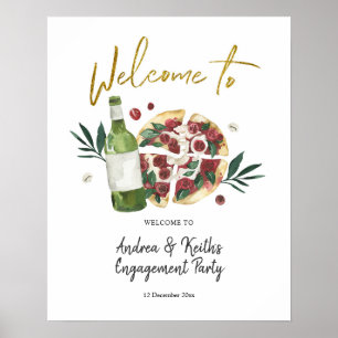 Das perfekte Paar Pizza und Bier Willkommensschild Poster