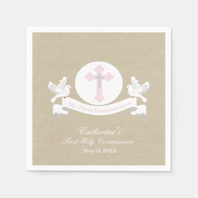 Das Personalisierte Napkin-Mädchen meines ersten h Serviette (Vorderseite)