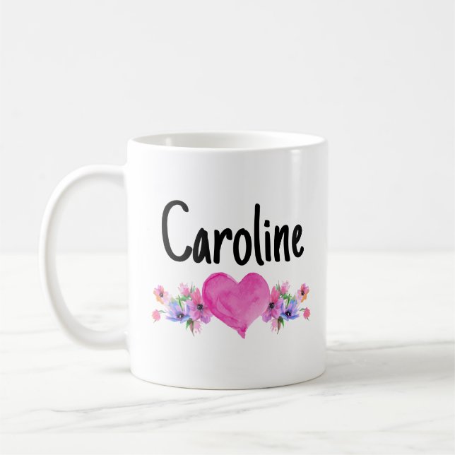 Das Personalisierte Valentinische Herzflora Kaffeetasse (Links)