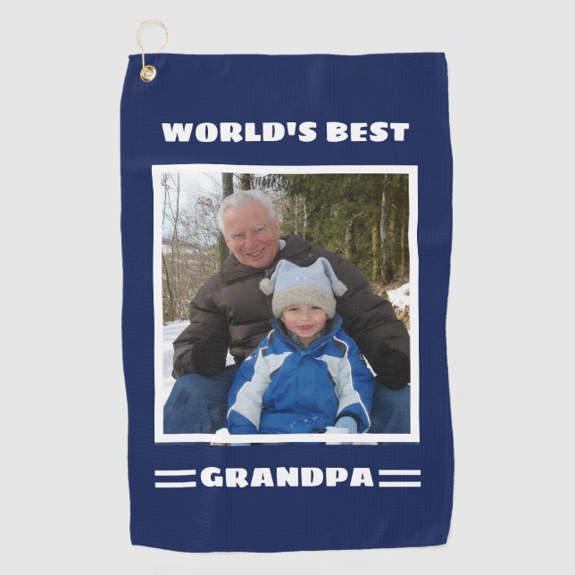 Das Personalisiertste Opa Custom Foto der Welt Golfhandtuch (Vorderseite)