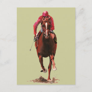Das Pferd und der Jockey Postkarte
