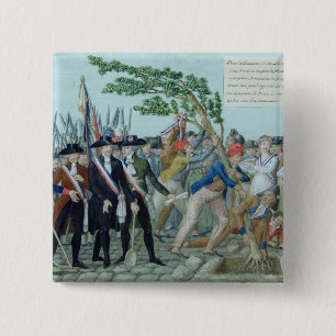 Das Pflanzen eines Baums der Freiheit, c.1789 Button