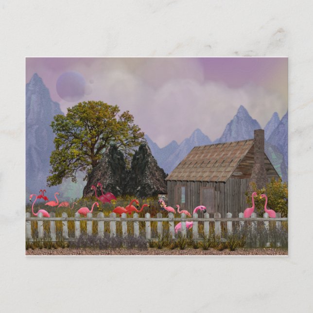 das pinkfarbene Flamengo-Heiligtum aus Plastik Postkarte (Vorderseite)