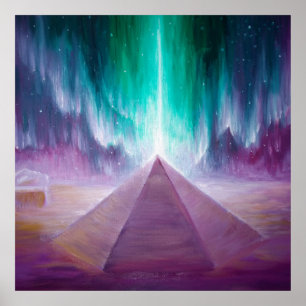 Das Polarlicht und die Energie der Pyramide von Cy Poster